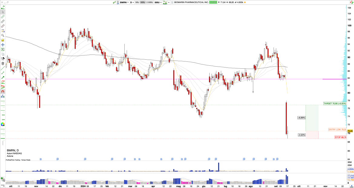 Long BRMN: BioMarin Pharmaceutical Rebounds After Sharp Drop; Buy the Dip Opportunity