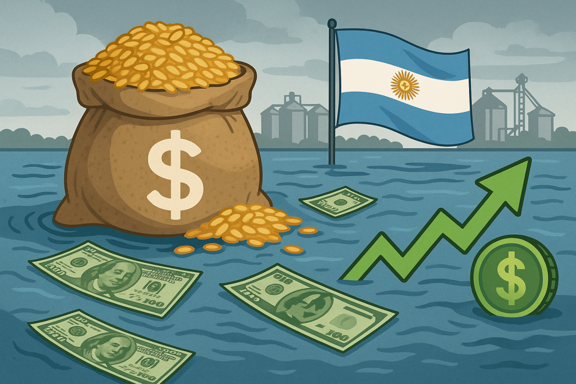 Argentina’s currency market has been flooded with dollars after exporters rushed to sell grain earnings under a temporary tax break introduced by President Javier Milei’s administration. <a href="https://www.bloomberg.com/news/articles/2025-09-25/milei-s-tax-cut-on-crops-quickly-lures-7-billion-into-argentina?srnd=phx-economics-v2">The move</a>, paired with foreign exchange pledges of US support, has strengthened the peso and revived pressure on the government to rebuild its dwindling reserves. The sudden inflow, reaching the $7 billion cap set by authorities by midweek, has created an unusual supply shock in a market where daily trading averages just $500 million. Analysts say the central bank now faces a crucial moment to accumulate dollars without undermining efforts to control inflation.Dollar inflows reshape Argentina’s FX marketThe tax incentive, announced on Monday, required that 90% of grain export dollars be sold in the official foreign exchange market within 72 hours. By Wednesday evening, the cap was reached, and the money began reshaping the peso’s trajectory. The surge coincided with Washington signalling its backing for Milei’s economic reforms, including discussions of a potential $20 billion swap line with Argentina.The peso, which had hit a record low of 1,475 per dollar on Friday, rebounded nearly 10% by midweek. Devaluation bets dropped as the market reacted to the combined effect of the new measure and US assurances. For investors, the scale of the inflows was seen as extraordinary, providing a rare opportunity for Argentina’s central bank to bolster its position.Pressure builds to restore reservesArgentina’s foreign reserves have dropped by $4 billion since early August, now standing at $39 billion. Last week alone, the central bank sold more than $1 billion in just three days to defend the trading band agreed with the International Monetary Fund. Rebuilding those buffers has long been a condition of financial stability, and analysts believe Milei’s government has little room to delay.Although Milei has previously resisted intervening in the market to protect his disinflation goals, circumstances appear to be shifting. In April, he posted on X that there would be “no intervention until the peso hits the band floor”, which currently stands at 947 pesos per dollar. But with the currency rallying, market participants now expect purchases to begin around 1,300 to 1,350 pesos, narrowing the band and strengthening reserves.Peso rally sparks monetary shiftsThe central bank offered its first signal of changing course on Wednesday, lowering the one-day peso repo rate by 10 percentage points to 25% while the peso traded at 1,330 per dollar. Many traders interpreted that move as confirmation that the level has become the implicit floor of the band.The decision comes at a moment when analysts warn that allowing the inflows to slip away without building reserves could leave Argentina exposed. They argue that reserves must be rebuilt for debt service and financial stability rather than used to defend the peso directly. With the peso stabilising, authorities face the challenge of seizing the temporary supply boost while preventing excessive appreciation of the local currency.Markets watch for next stepsThe next phase depends on how quickly the government can accumulate genuine reserves without undermining its broader economic programme. Investors remain cautious, noting that a failure to build buffers would push up risk spreads and force the government into tighter asset-liability management.For now, the peso’s rally has been supported by the unexpected scale of dollar inflows and renewed backing from Washington. But with Argentina’s history of volatility, markets are bracing to see if Milei’s administration will use the current window to strengthen its finances or risk facing another downturn when temporary support fades.The post <a href="https://invezz.com/news/2025/09/25/argentina-peso-surges-7b-inflows-from-grain-exports-boost-reserves/">Argentina Peso surges: $7B inflows from grain exports boost reserves</a> appeared first on <a href="https://invezz.com/">Invezz</a> Argentina Peso surges: $7B inflows from grain exports boost reserves