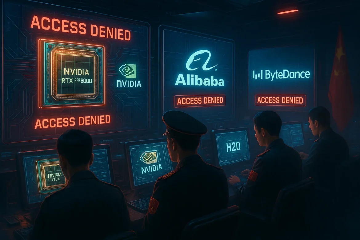 China has banned its major tech firms from buying Nvidia’s AI chips, tightening its grip on sensitive technology imports amid rising tensions with the US.Nvidia’s advanced products, including the RTX Pro 6000D and H20 models, were gaining lots of attention from Chinese firms eager to use the powerful technology.But now, <a href="https://invezz.com/news/2025/09/16/explainer-why-nvidias-new-ai-chip-is-struggling-in-china/">China’s internet regulator has stepped in</a>, ordering giants like Alibaba and ByteDance to immediately halt all purchases and testing.This unexpected move signals rising tensions in the ongoing tech battle between China and the US, with Beijing taking a harder line on foreign technology access amid concerns over security and control.Over the last year, the US has steadily tightened export controls on advanced semiconductor technology to China, citing national security concerns.In response, China has launched investigations into American semiconductor firms and imposed retaliatory measures, including anti-dumping probes on US chip imports. The tension extends beyond tariffs; both sides are jockeying for control over cutting-edge AI and semiconductor tech, seen as crucial to future economic and military strength.What’s behind China’s Nvidia ban?China’s government isn’t just worried about chips; it’s about protecting its tech space. Officials fear Nvidia’s AI chips could have built-in features allowing remote control or tracking, which would be a serious security risk.Nvidia says these claims aren’t true, but the pressure hasn’t stopped. On top of that, China is investigating Nvidia for unfair market practices, adding another layer of complexity.With these challenges, Nvidia has reportedly told suppliers to pause making these chips for China.Chinese companies now face the challenge of turning to home-grown chipmakers, as Beijing pushes hard to build up local alternatives and cut reliance on US technology, especially given the strained China-US relationship.What’s next for Nvidia and the tech world?<a href="https://invezz.com/news/2025/09/16/trumps-tiktok-threat-and-nvidia-setback-shape-us-china-trade-talks/">This ban is a big hit for Nvidia</a> because China is one of its key markets, making up about 13% of its sales last year.With this block, Nvidia loses an important source of revenue and growth, especially in AI technology. The RTX6000D chip, made specifically for the Chinese market, has not caught on as hoped either.For Chinese tech companies, this is a wake-up call to invest in their own AI chips. On a bigger scale, this move reflects how global technology markets are splitting, driven by politics and security fears.The tech world could be heading towards a fractured future, where supply and development of critical components become complicated because of political conflicts.For Nvidia, this means careful navigation of tricky regulations while continuing to innovate in a highly competitive field.China’s chip ban is more than a trade issue; it’s about who leads the future in technology. For Nvidia, selling chips in China just got a lot tougher in this high-stakes global tech rivalry.The post <a href="https://invezz.com/news/2025/09/17/china-bans-nvidia-ai-chips-in-escalating-tech-rivalry-heres-what-it-means/">China bans Nvidia AI chips in escalating tech rivalry: here’s what it means</a> appeared first on <a href="https://invezz.com/">Invezz</a> China bans Nvidia AI chips in escalating tech rivalry: here’s what it means