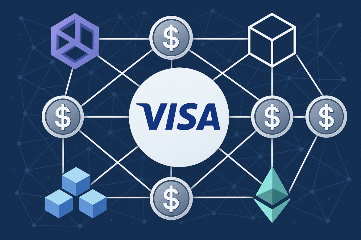 Visa is deepening its push into digital currencies by expanding support for stablecoins across four new blockchains. The move marks a significant expansion of the global payments leader’s crypto infrastructure, as demand for blockchain-based settlements surges among banks and financial institutions.The company <a href="https://investor.visa.com/events-calendar/Event-Details/2025/Q4-and-Full-Year-2025-Visa-Earnings-Conference-Call/default.aspx">confirmed the rollout</a> during its fourth-quarter and year-end earnings call on Tuesday, with CEO Ryan McInerney highlighting that Visa now supports four stablecoins across four distinct networks. These tokens represent two major fiat currencies that can be converted into more than 25 traditional currencies worldwide.The update reflects Visa’s growing interest in bridging traditional finance with blockchain systems after reporting substantial transaction growth in its stablecoin-linked services over the past financial year.Stablecoin transactions surpass $2.5 billion monthlyVisa’s stablecoin-linked card spending rose sharply, recording a fourfold increase in global consumer transactions over the last quarter compared to the same period in 2023.According to McInerney, Visa’s monthly stablecoin volume now exceeds an annualised run rate of $2.5 billion, underscoring the growing adoption of tokenised payment systems. Since 2020, the company has facilitated over $140 billion in combined crypto and stablecoin transaction flows.Visa currently supports several major stablecoins, including Circle’s USD Coin (USDC) and Euro Coin (EURC), PayPal USD (PYUSD), and Global Dollar (USDG). These operate across networks such as Ethereum, Solana, Stellar, and Avalanche, which enable faster and more cost-effective transactions than traditional cross-border systems.Visa deepens partnerships with banks and fintechsThe company’s next phase of growth centres on embedding stablecoin functionality directly into banking systems. Through Visa Direct, a pilot program launched in late September, financial institutions can now pre-fund cross-border transfers using USDC and EURC.McInerney noted that Visa is expanding capabilities through its tokenised asset platform, which allows banks to mint and burn their own stablecoins. This functionality is expected to streamline cross-border settlements and enable faster, cheaper money movement.By combining stablecoin settlements with existing payment rails, Visa aims to provide banks and fintech partners with tools to process transactions more efficiently while maintaining compliance with regulatory standards.Bridging traditional finance and blockchainVisa’s continued expansion highlights a broader trend in the global payments landscape — the integration of blockchain infrastructure into legacy financial systems. Stablecoins, which are pegged to fiat currencies, have become central to this shift due to their transparency, programmability, and real-time settlement capability.As Visa scales its blockchain operations, the firm is investing in solution layers designed to enhance its crypto settlement platform. This includes new APIs and infrastructure that allow institutions to issue, redeem, and transfer tokenised assets directly through Visa’s network.The expansion places Visa among the few global payment providers actively bridging blockchain and traditional banking systems, positioning it as a leading player in the evolving digital payments ecosystem.The post <a href="https://invezz.com/news/2025/10/29/visa-expands-stablecoin-network-across-four-blockchains/">Visa expands stablecoin network across four blockchains</a> appeared first on <a href="https://invezz.com/">Invezz</a> Visa expands stablecoin network across four blockchains