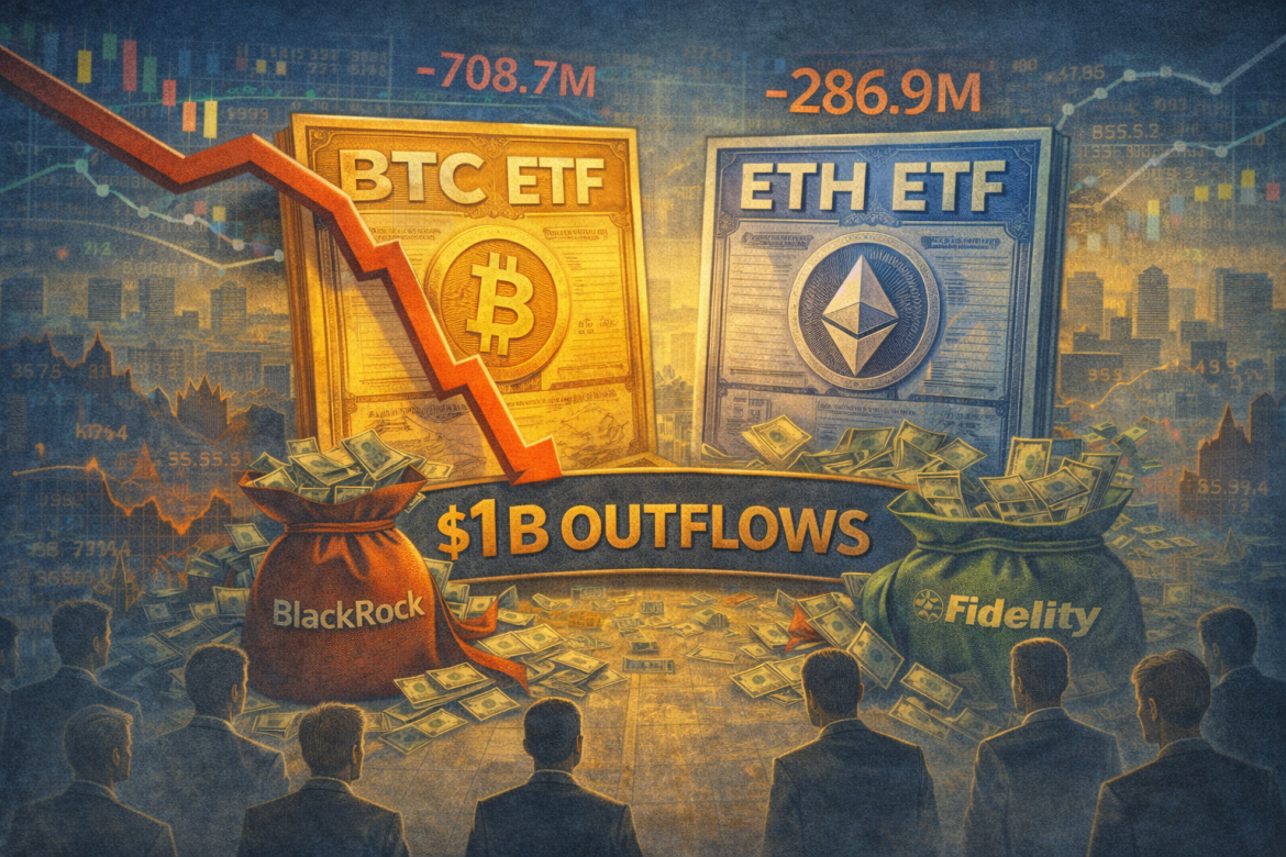Bitcoin, Ether ETFs see around $1B in outflows as macro volatility spurs risk reduction